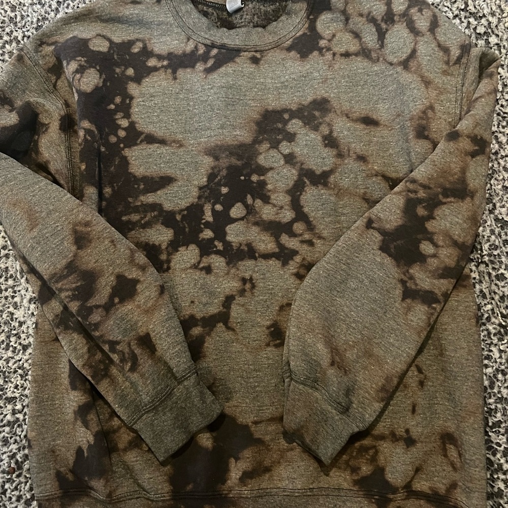 Gildan Women's Crewneck Jacket - Brown and Gray Tie-Dye
